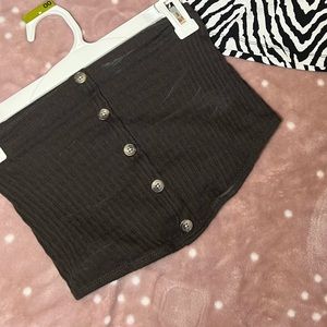 Black Tub Top Crop With Buttons